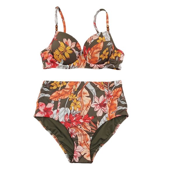 Sanctuary Green Bikini Adjustable Strap Floral Print Womens Size Small - Picture 1 of 10